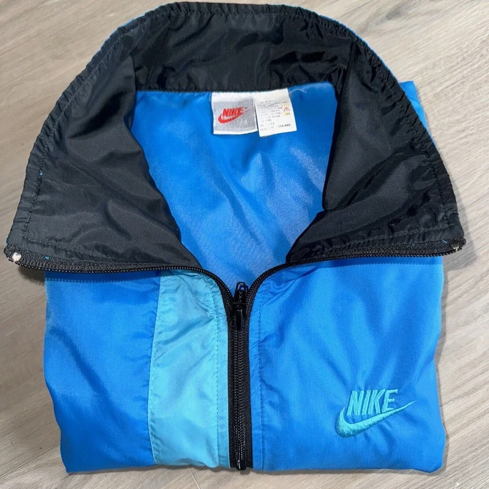 MENS VINTAGE NIKE BLUE 1/2‎ ZIP WINDBREAKER Jacket PULLOVER SIZE MEDIUM Y2K